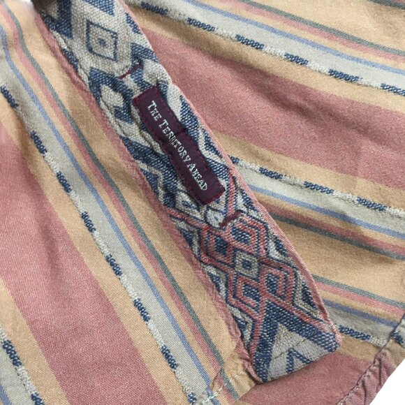 The Territory Ahead Shirt Mens XLT Rust Tan Striped Southwestern Long Sleeve - Picture 3 of 14